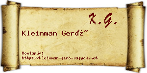 Kleinman Gerő névjegykártya